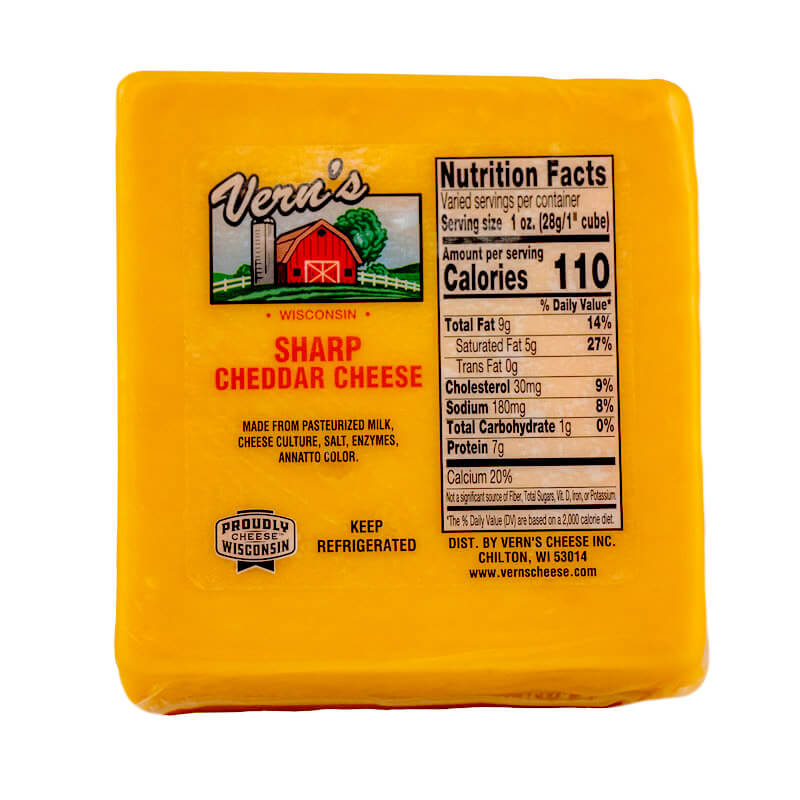 Sharp Cheddar Cheese 1lb Verns Wisconsin Chch1030p1 